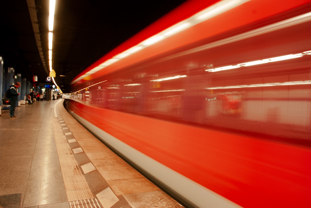 A modern, high-speed bullet train captured with a slight motion blur, representing a seamless and incredibly fast user experience.
